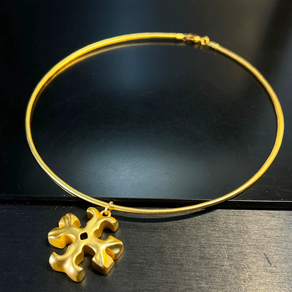Tory Burch Brass Real Gold Plated Choker Cool Hot